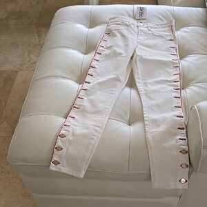 L Agence Stylish White Jeans with Red Accents
